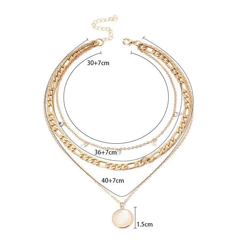 Chokers Moonstone Mti Layer Necklace Chokers Hip Hop Crystal Gold Chains Women Necklaces Collars Fashion Jewelry Will And Sandy New Je Dhdzq
