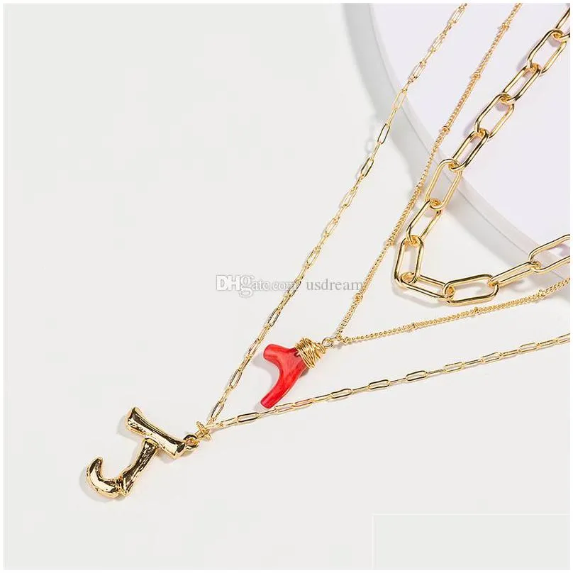 Pendant Necklaces 26 A-Z English Initial Necklace Gold Chains Letter Mtilayer Choker Women Necklaces Summer Hip Hop Jewelry Jewelry Ne Dhuc2