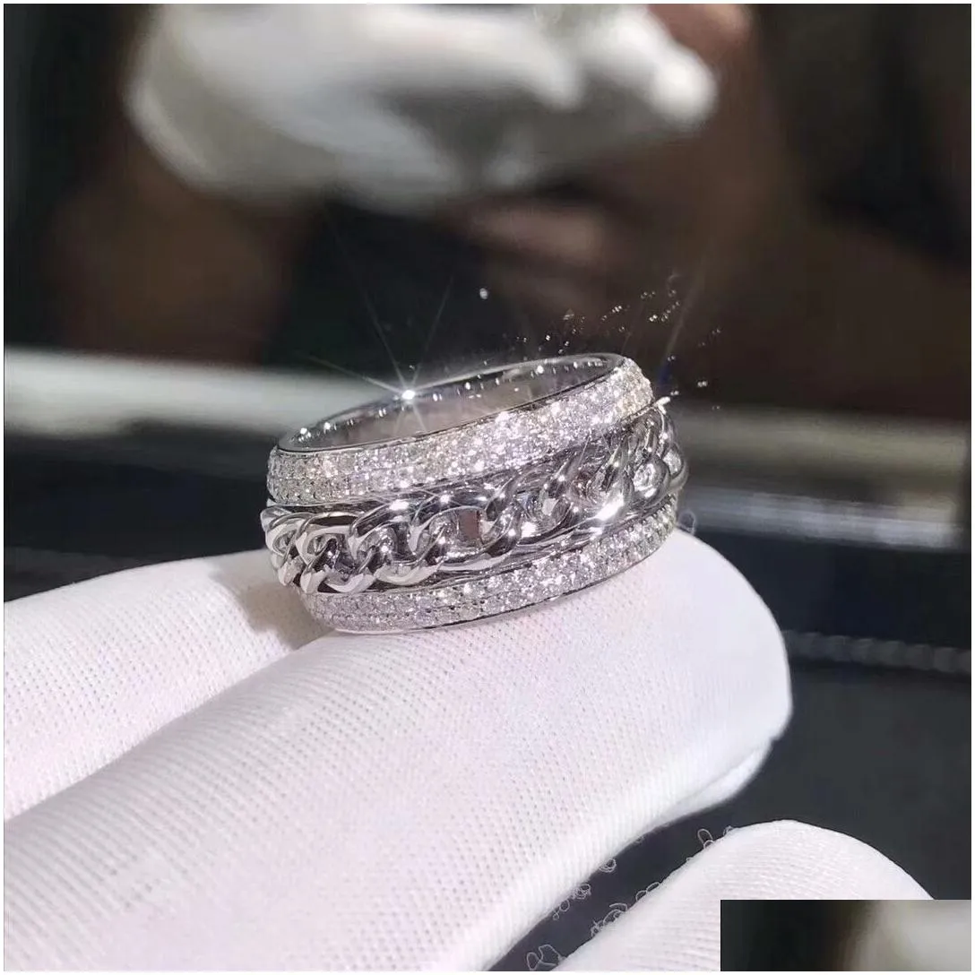 Wedding Rings Victoria Wieck Vecalon Sparkling Luxury Jewelry 925 Sterling Sier Pave Tiny White Sapphire Cz Diamond Women Wedding Jewe Dhpyk