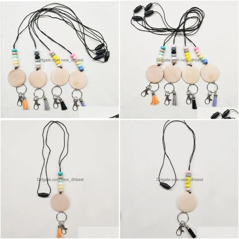 Pendant Necklaces Wholesale Personalized Sile Bead Pencil Necklace Blank Disc Tassel Pendant Chain Mticolor Jewelry Necklaces Pendants Dh7Hj