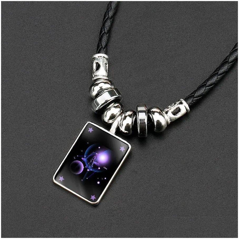 Pendant Necklaces 12 Constell Horoscope Necklaces Glow In The Dark Sign Fashion Jewelry Women Mens Necklace Will And Jewelry Necklaces Dhtx6