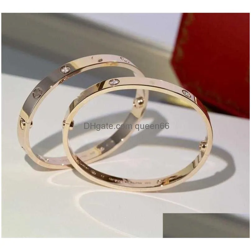 Bangle 2021 Luxury Designer Love Bracelets Bangle Gfb 18K Gold Plated With Original Box Card Bag Unique Code Numbers Cart Diamond93749 Dh4Im