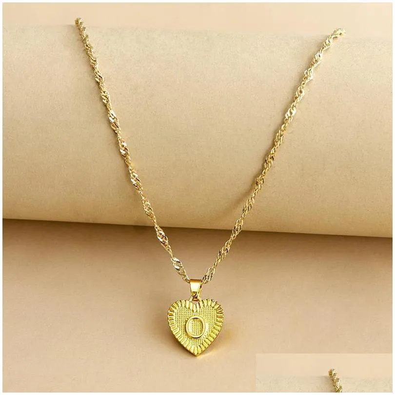 Pendant Necklaces Gold English Initial Necklace Letter Heart Pendant Necklaces Chains For Women Fashion Jewlry Gift Will And Jewelry N Dhf0O