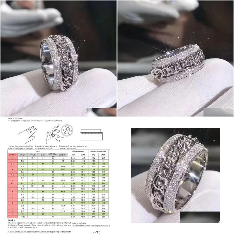 Wedding Rings Victoria Wieck Vecalon Sparkling Luxury Jewelry 925 Sterling Sier Pave Tiny White Sapphire Cz Diamond Women Wedding Jewe Dhpyk