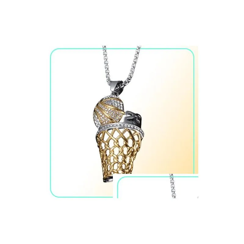 Pendant Necklaces Bc Goldsier Plated Bboy Bling Necklace 23 James Number Crystal Basketball Pendant For Men Jewelry1287326 Jewelry Nec Dhrw7