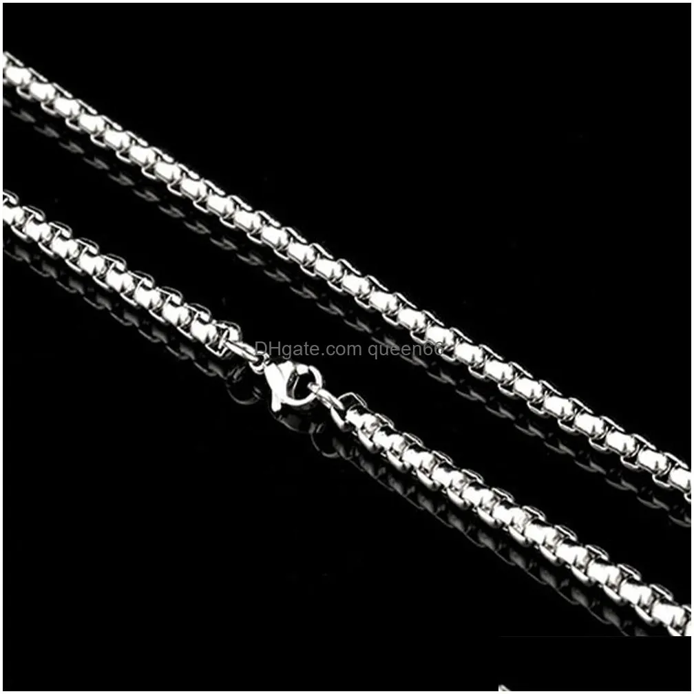 Chains 2.5Mm-5.5Mm Stainless Steel Necklace Rolo Twist Chain Link For Men Women 45Cm-75Cm Length With Veet Bag2902108 Jewelry Necklace Dhgft