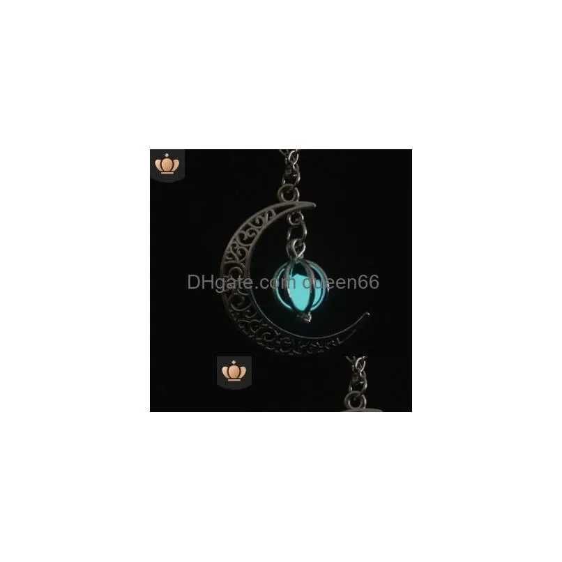 Pendant Necklaces Glow In The Dark Pendant Necklaces For Women Sier Plated Chain Long Night Moon Fashion Jewelry Gb651607069 Jewelry N Dhi7C