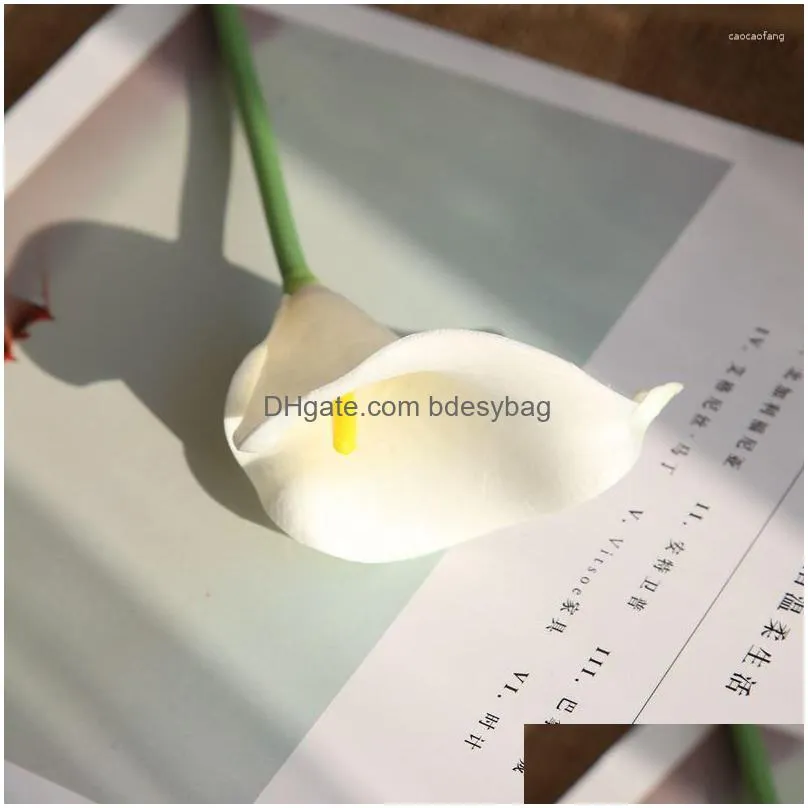 Decorative Flowers 36Cm 11Color Artificial Calla Flower Pu Real Touch Mini Lily Wedding Home Decoration Diy Bouquet Dhhmo