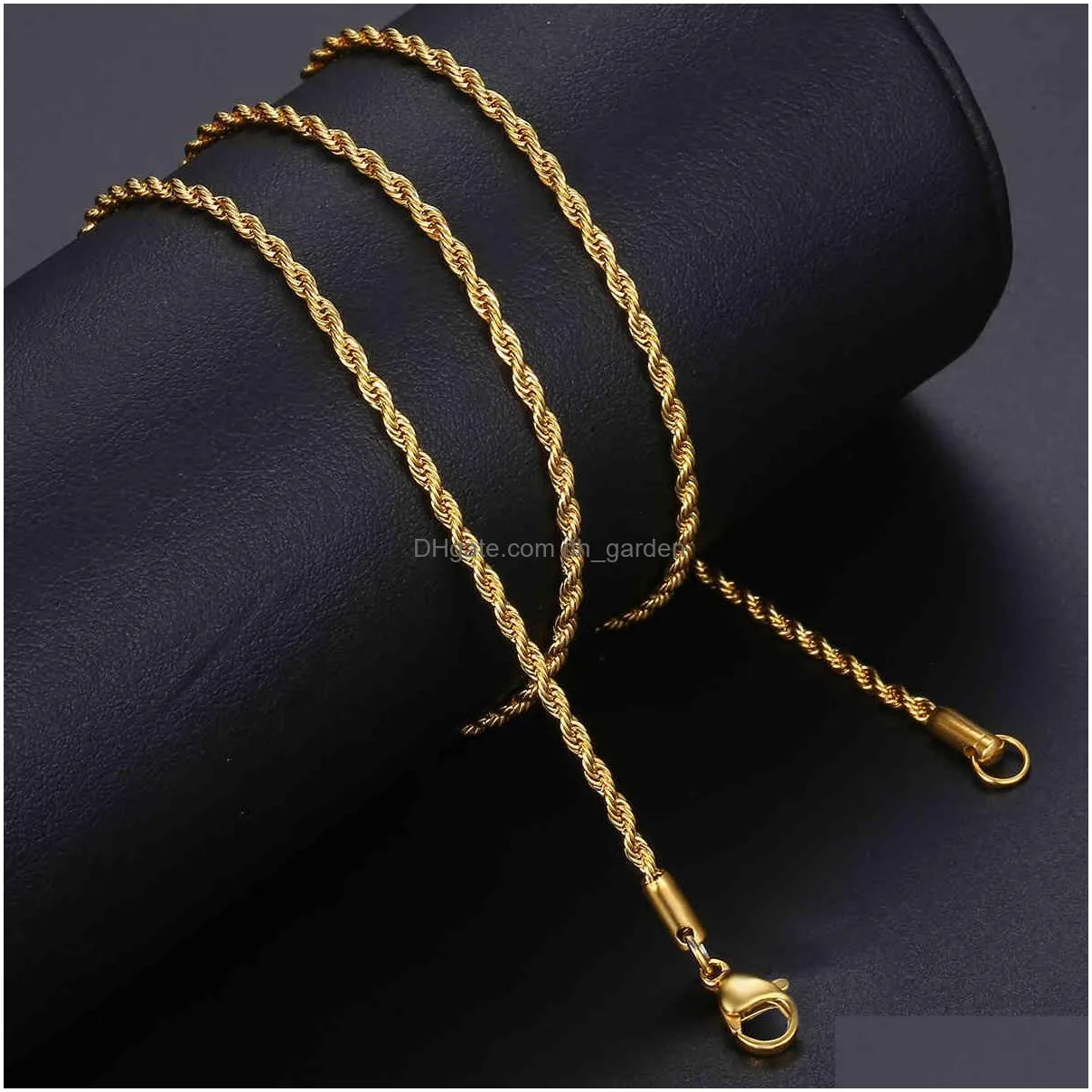 Gold Chain For Men Women Wheat Figaro Rope Cuban Link Filled Stainless Steel Necklaces Male Jewelry Gift Wholesale Dhgarden Ot9Bj