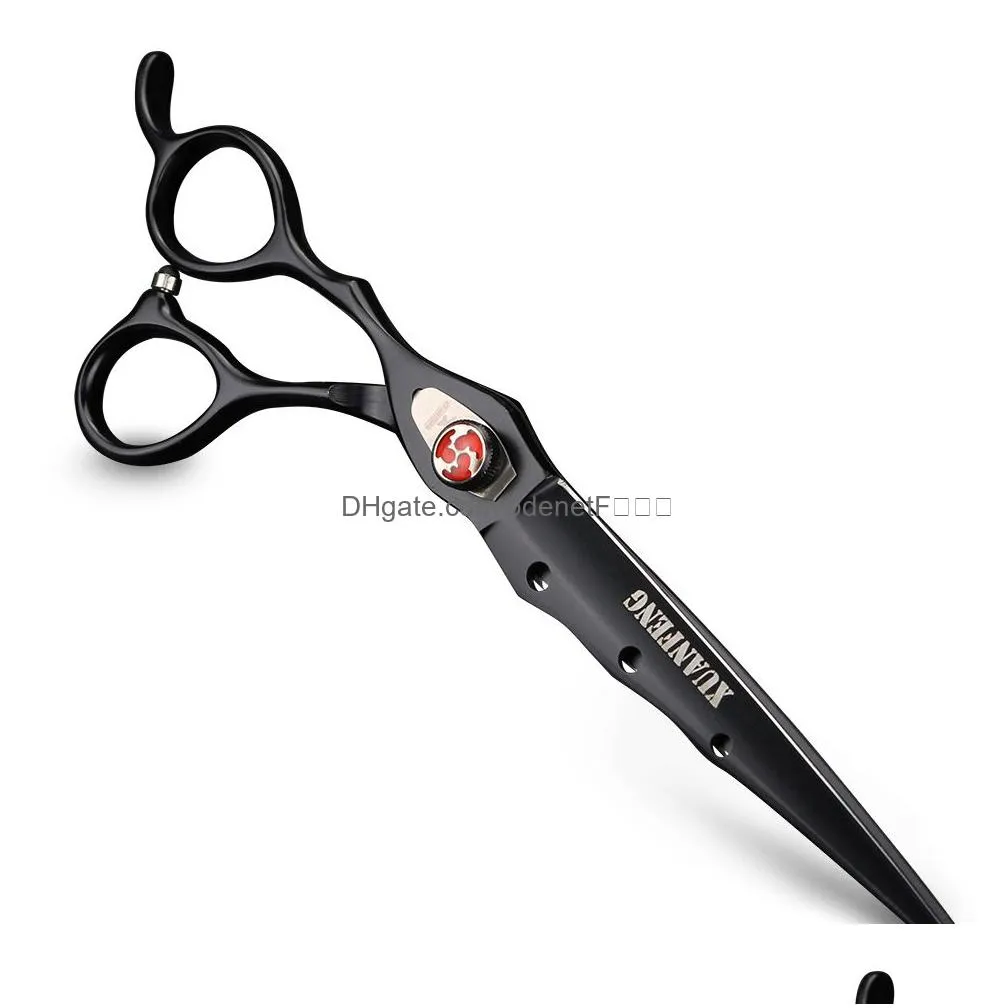 Hair Scissors Xuanfeng 7 Inch Left Hand Professional Hairdressing Scissors Japan 440C Cutting Thinning Shear Set Barber Salon Tools652 Dh6Pz