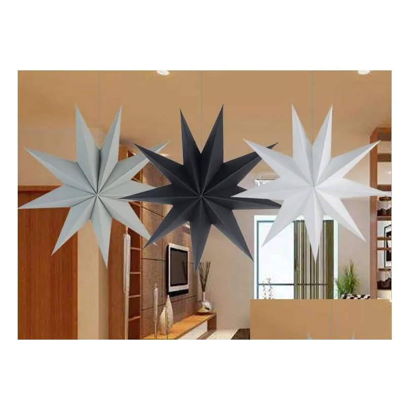Party Decoration 30Cm 45 Cm 60 Nine Angles Paper Star Home Decoration Tissue Lantern Hanging Stars For Christmas Party Kd1 Home Garden Dhff9