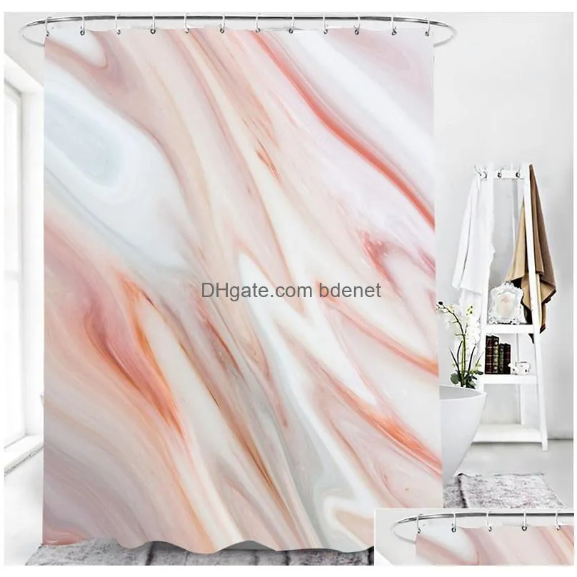 Shower Curtains Marble White Shower Curtain Set With Non Slip Rug Bath Mat Carpet Modern Bathroom Curtains Toilet Lid Er Home Decorati Dh2Ct