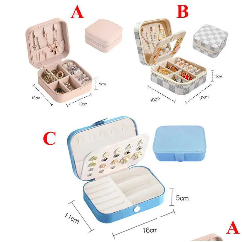 Storage Boxes Bins Simple Jewelry Box Creative Portable Pu Single Layer Earrings Ring Display For Home Travel Girl Drop Delivery Ga Dh8Jy