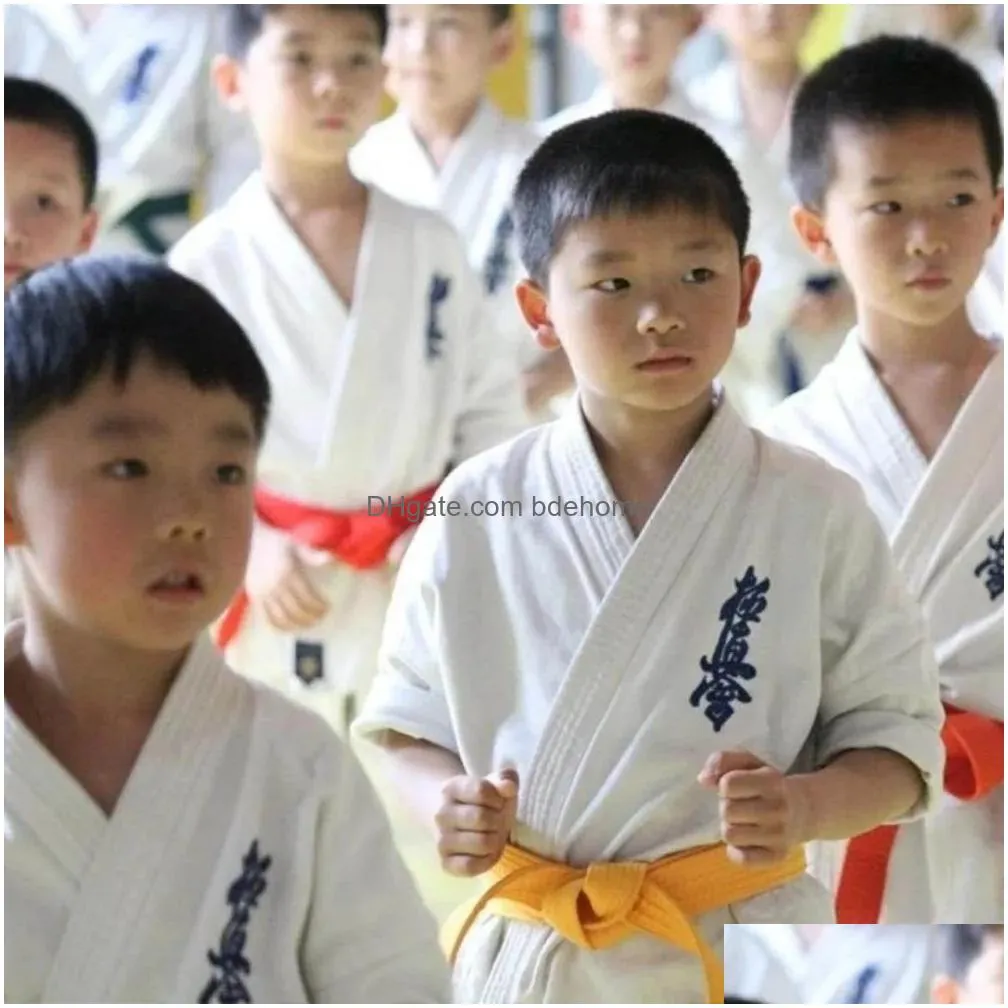 Protective Gear Protective Gear High Quality Kyokushinkagbok 12Oz 100% Cotton Canvas Karate Uniform Kimono Gi Cloth For Kids Adt White Dhtcz