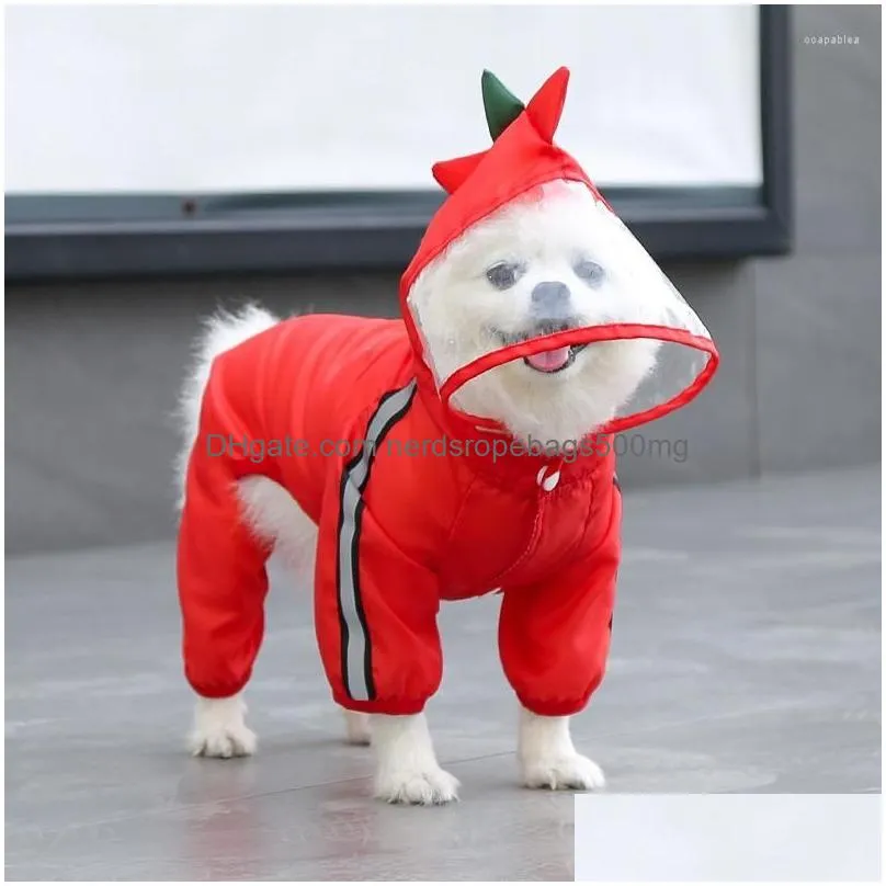 Dog Apparel Dog Apparel Cute Frog Raincoat Fl Body Er With Hat Transparent Brim Rain Jacket Clothes For Medium Large Perros Cats Home Dhjli