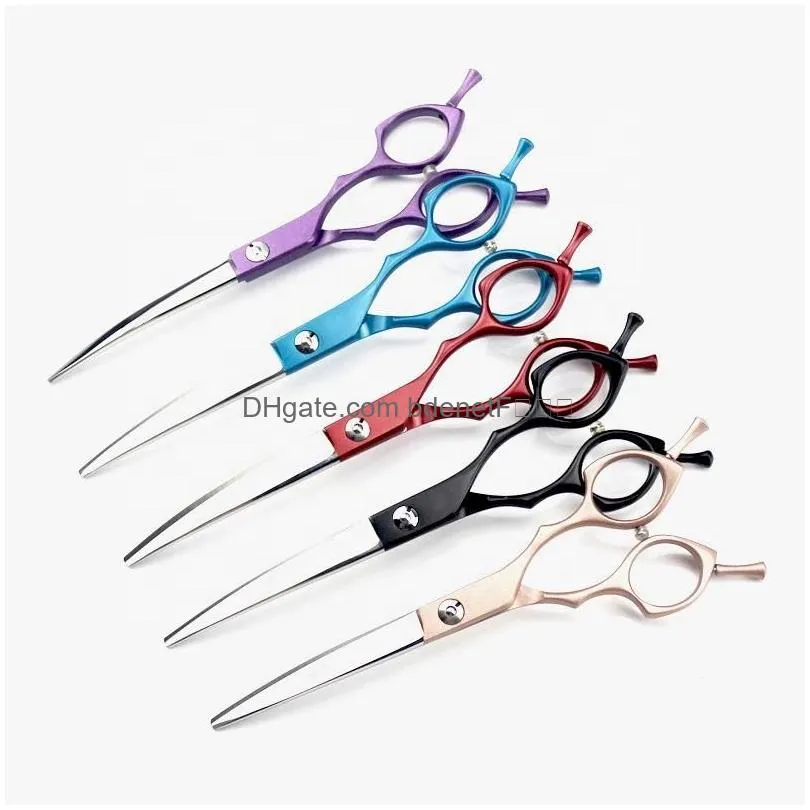 Hair Scissors Hair Scissors 65 Inch Left And Right 440C Japanese Stainless Steel Grooming Curved Blade Dog5835691 Hair Products Hair C Dhrg8