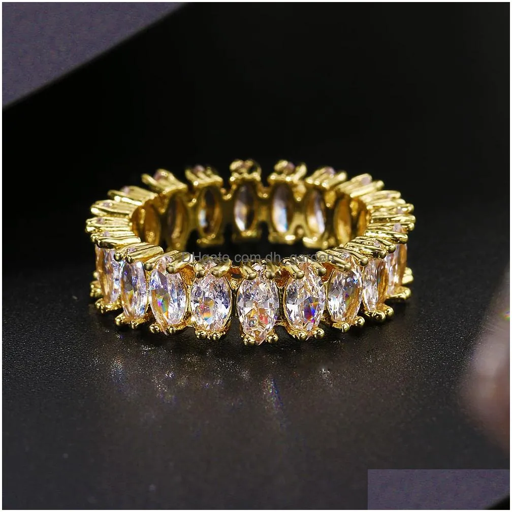 Fashion Mticolor Charm Zircon Wedding Rings For Women Round Square Stone Party Ring Jewelry Bague Dhgarden Otdy5