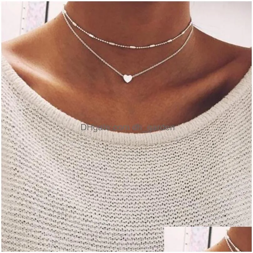 Vintage Mtilayer Crystal Pendant Necklace Women Gold Color Beads Moon Star Horn Crescent Choker Necklaces Jewelry Dhgarden Othbo