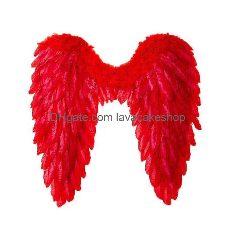 angel feather wings halloween christmas decoration party props stage performance show scene layout angel wings black red white y220610