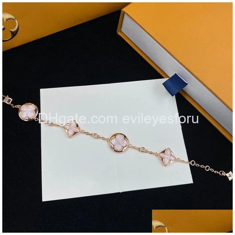 2colors with box luxury classic charm bracelets flower designers bracelet for women party engagement holiday jewelry