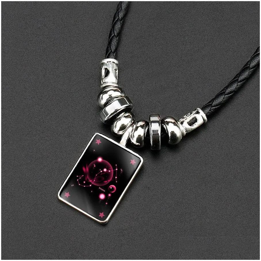 Pendant Necklaces 12 Constell Horoscope Necklaces Glow In The Dark Sign Fashion Jewelry Women Mens Necklace Will And Jewelry Necklaces Dhtx6