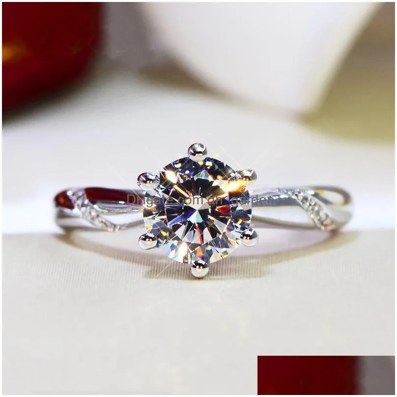 Trendy Jewelry Rings For Women Cubic Zirconia Charms Bridal Wedding Engagement White Gold Color Ring Drop Dhgarden Otwx0