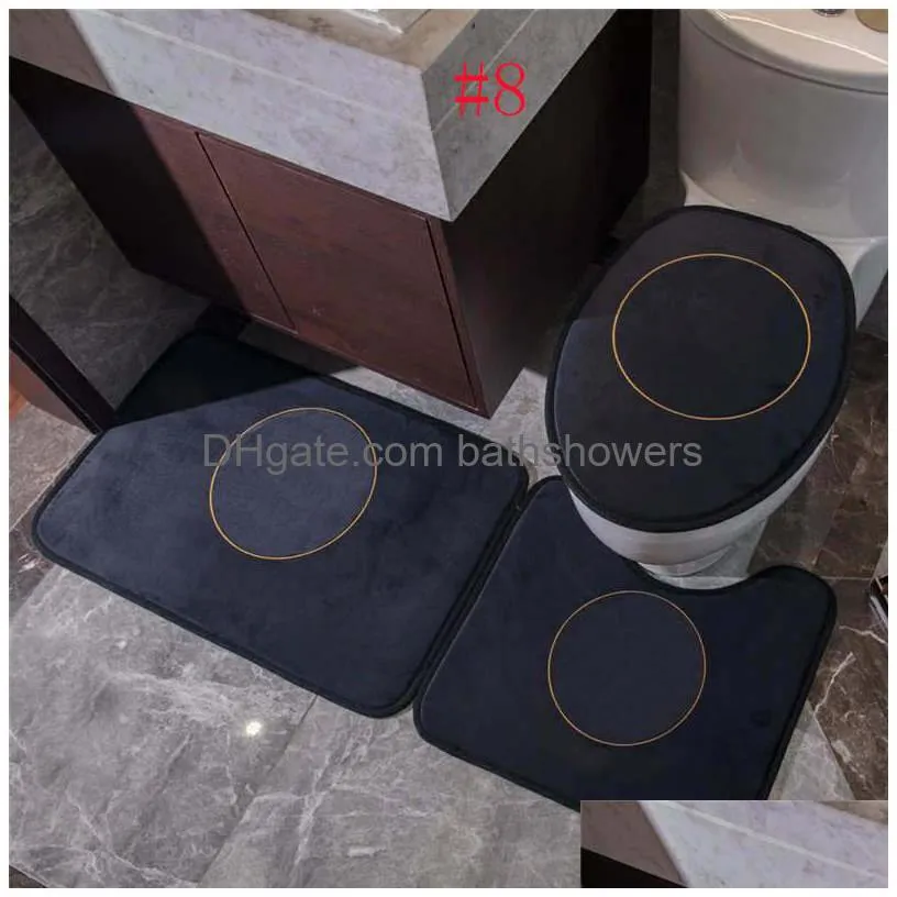 Fashion Printed Toilet Seat Ers Bathroom Toilets Mats 3Pcs Sets Comfortable Non Slip Home Doormat Carpet