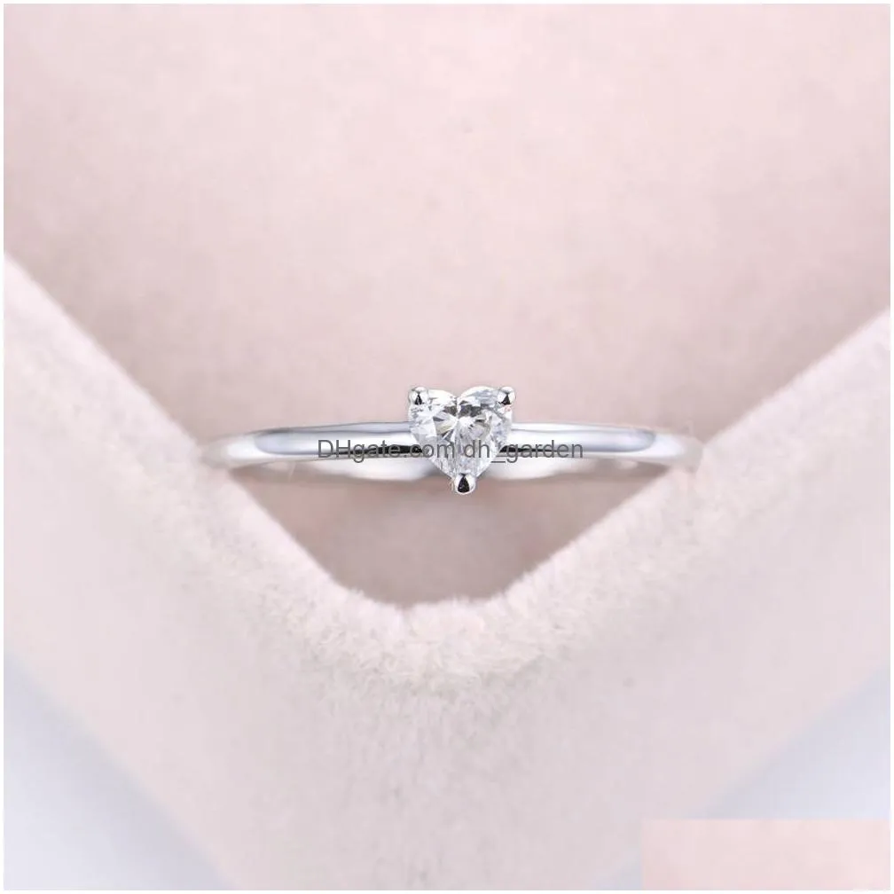 Rings For Women Minimalist Sweet Heart Shape Zircon 3 Color Thin Finger Ring Proposal Party Gift Fashion Jewelry Kbr014 Dhgarden Ottc2