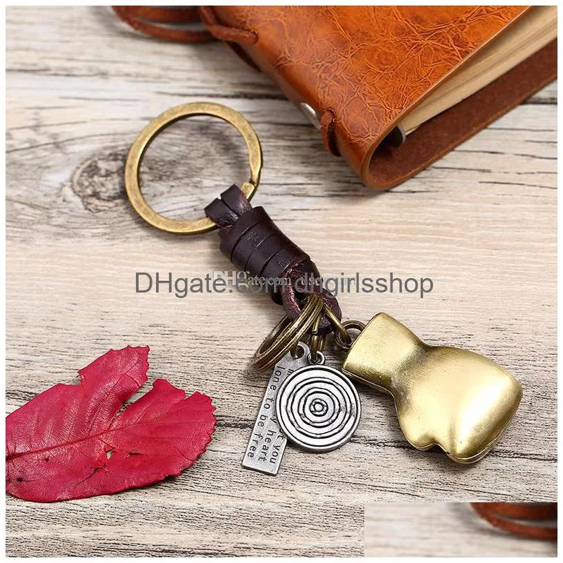 Key Rings Bronze Boxing Key Ring Retro I Feel About You Inspired Keychain Fashion Jewerly Will And Jewelry Dhmj2