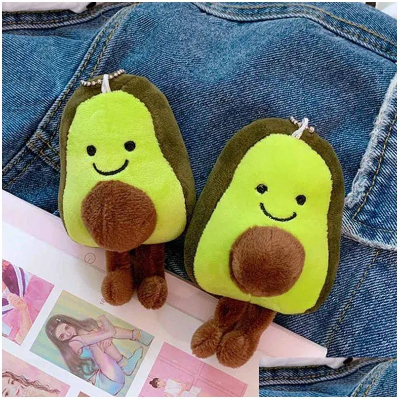 Plush Dolls Plush Dolls 12Cm Cartoon Avocado Fruit All Kinds Of Fruits New Cute Doll School Bag Accessories Keychain Christmas Gift To Dhulo