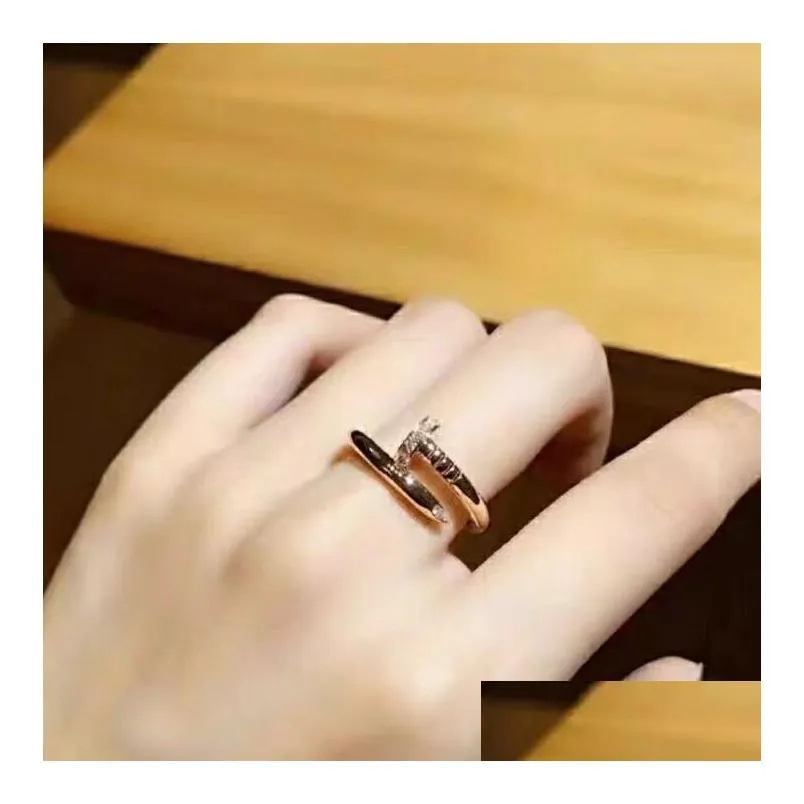 Band Rings Titanium Steel Index Finger Ring For Women Nail Shaped Men Fashionable And Personalized Tail Wholesale Jewelry Ring Dhics