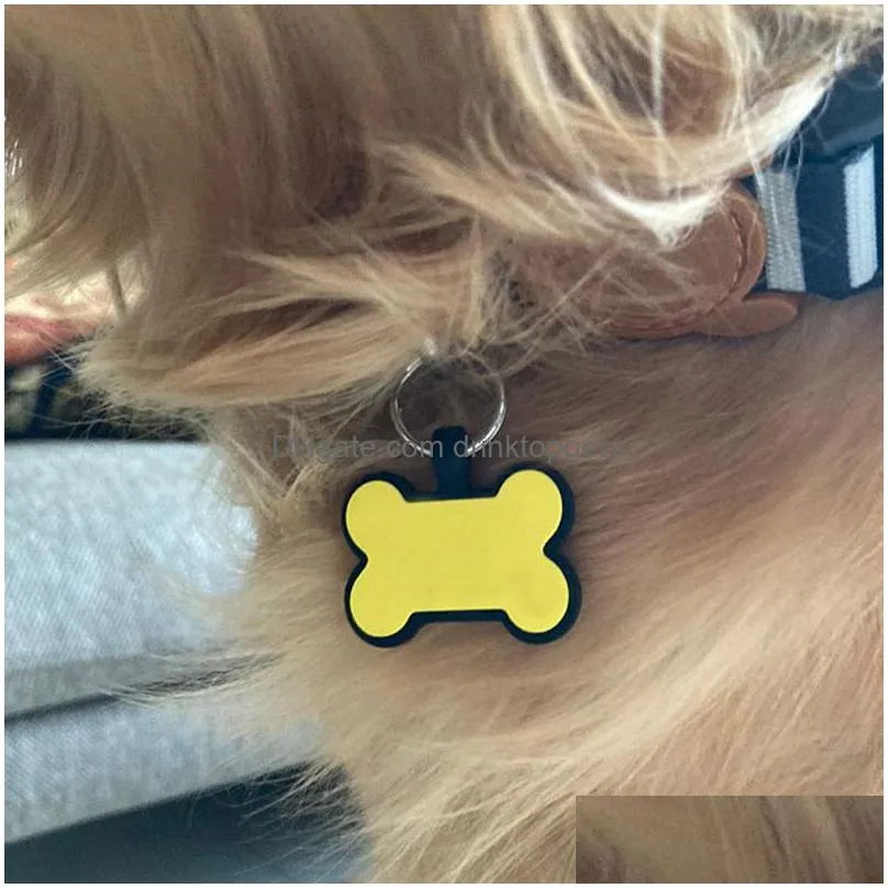 creative bone-shaped dog tag keychains diy food grade silicone pet id card pet tags keyring keychain