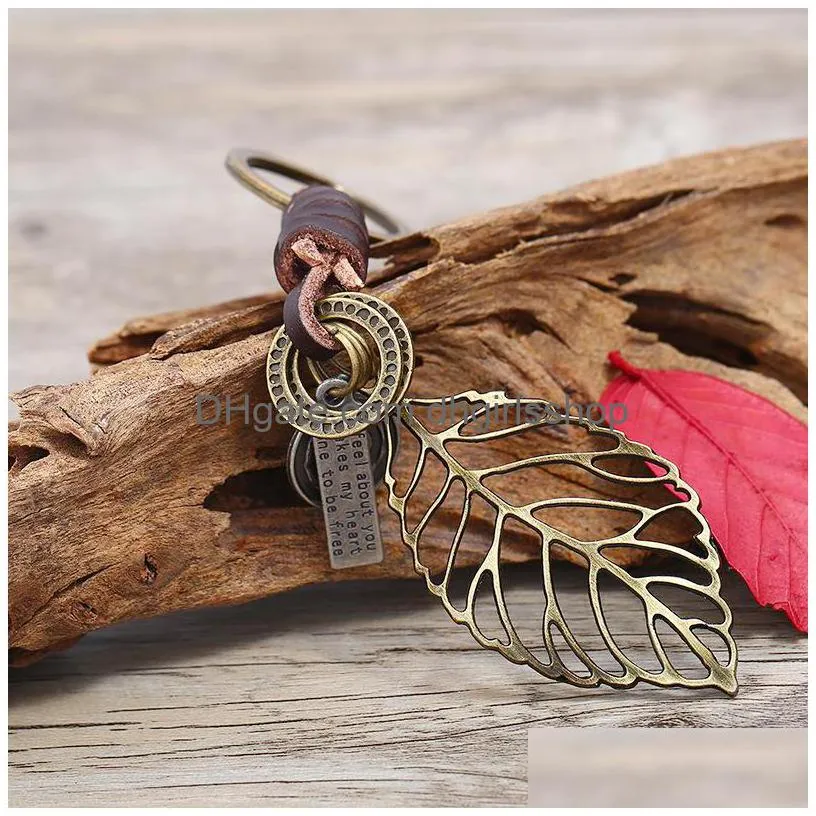 Leaf Keyring Bronze Metal Keychain Fashion Jewelry Accessory For Men Women From Dhgirlsshop 1.77 DHgate.Com