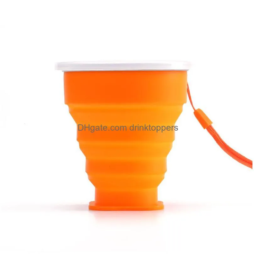 200ml silicone folding cups multifunction tumblers retractable outdoor travel camping water cup with lanyard