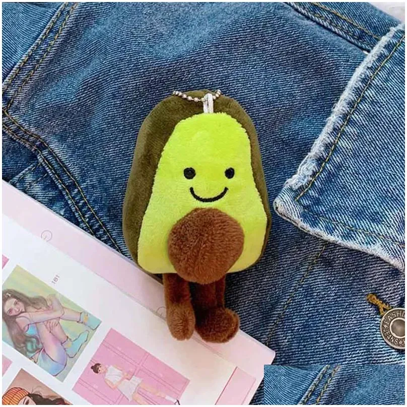 Plush Dolls Plush Dolls 12Cm Cartoon Avocado Fruit All Kinds Of Fruits New Cute Doll School Bag Accessories Keychain Christmas Gift To Dhulo