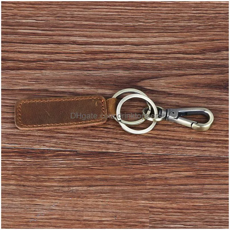 cowhide keychain pendant party favor retro mens metal keyring car bag decoration key chain diy creative gift