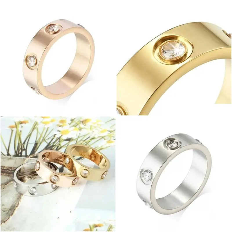 Couple Rings Love Ring 18K Gold And Sier Rose Womens Mens Couple Wedding Jewelry Jewelry Ring Dhldm