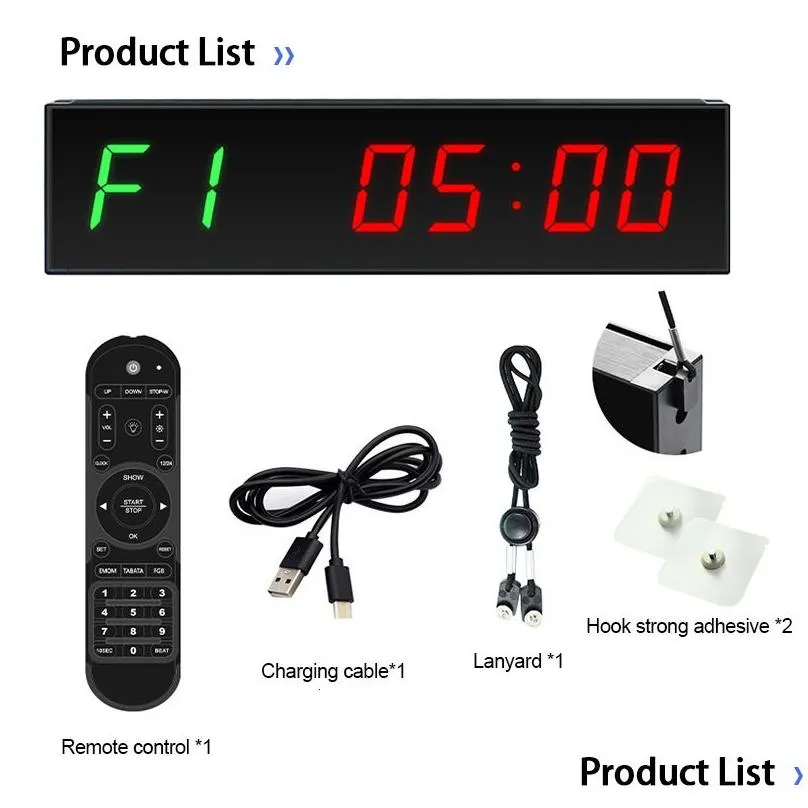 Kitchen Timers Kitchen Timers Led Large Sn Gym Timer 1.5Inch Digital Training Studying Count Down/Up Alarm Clock Remote Control Sport Otkw5