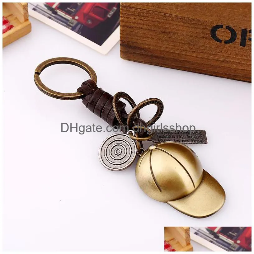 Key Rings Bronze Baseball Hat Key Ring I Feel About You Cap Keychain Bag Hangs Pendant Fashion Jewelry Will And Sandy Drop Ship Jewelr Dhivg