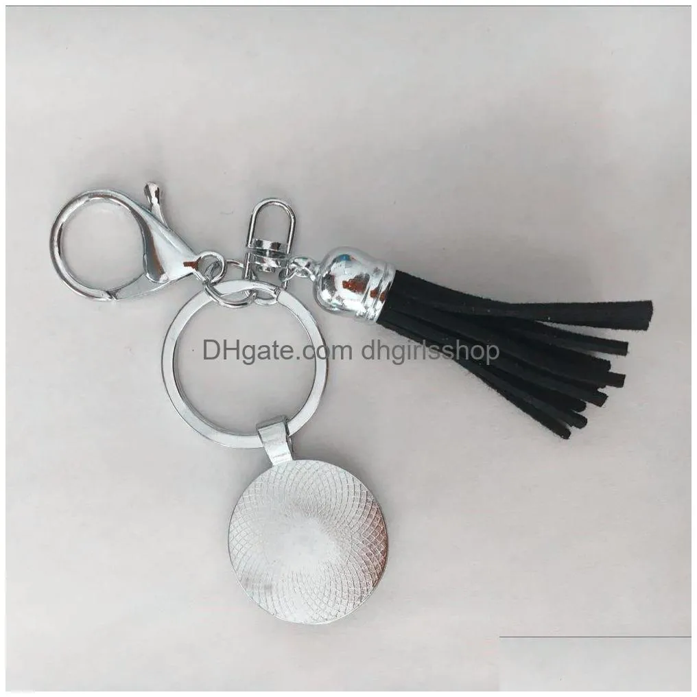 Key Rings Cartoon Owl Glass Cabochon Key Ring Tassel Keychain Holders Bag Hang Fashion Jewelry Will And Jewelry Dhgvy