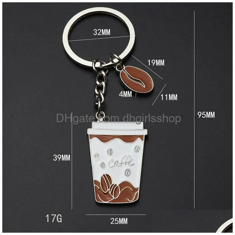 Key Rings Metal Coffee Bean Cup Key Ring Enamel Keychain Bag Hanging Fashion Jewelry Will And Jewelry Dh07D