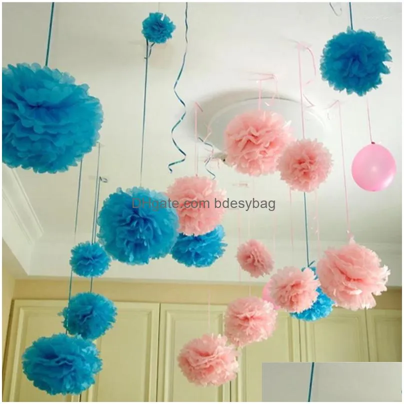 Decorative Flowers 10 25Cm Wedding Pcs/Lot Tissue Paper Ball Pom Mixed Color Flower For Decoration Dh0Yz