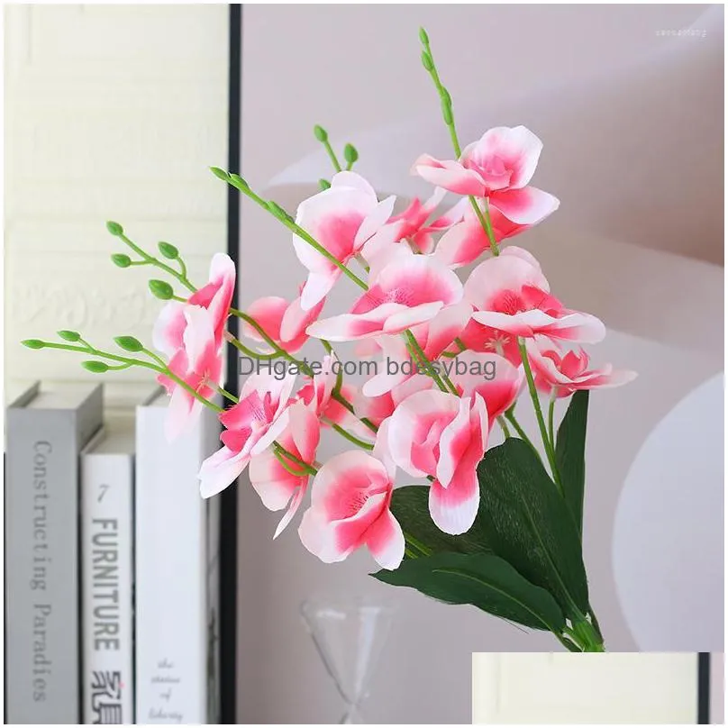 Decorative Flowers 20 Heads Butterfly Orc Bouquet Artificial Flower Wedding Party Decoration Silk Fake Home Parlour Vase Dhdvl