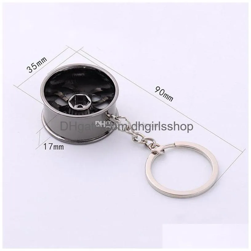 Keychains & Lanyards Metal Wheel Hub Key Rings Sports Car Keychain Pendant Sier Gold Fashion Jewelry Bag Hangs Drop Ship Fashion Acces Dhsuf