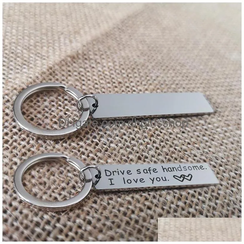 Key Rings Stainless Steel Drive Safe Key Ring Engraving Handsome I Love You Keychain Holders Fashion Jewelry Will And Sandy Drop Ship Dhjlp