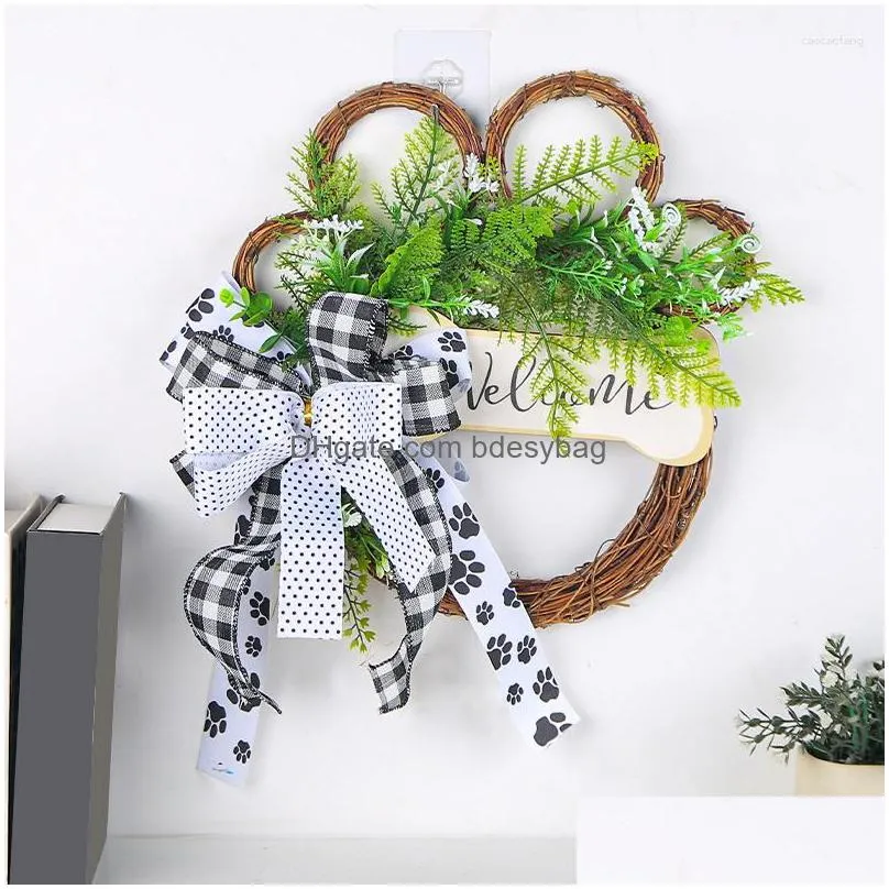 Decorative Flowers Creative Decoration Christmas Tengquan Gate Simation Window Hanging Door Halloween Outdoor Vacation Wreath Dh3Dn