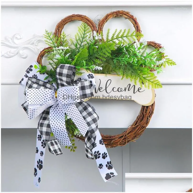 Decorative Flowers Creative Decoration Christmas Tengquan Gate Simation Window Hanging Door Halloween Outdoor Vacation Wreath Dh3Dn