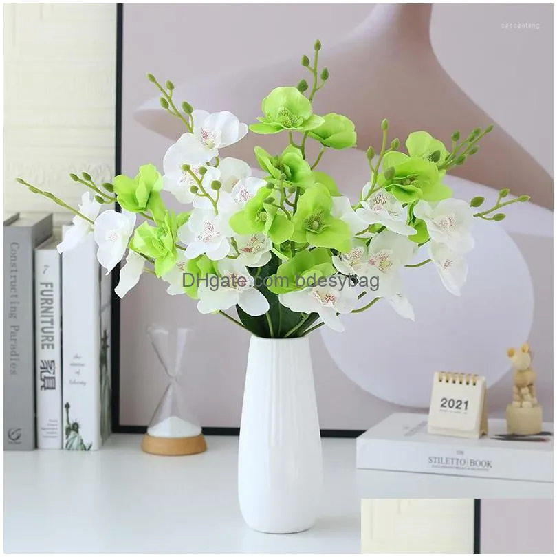 Decorative Flowers 20 Heads Butterfly Orc Bouquet Artificial Flower Wedding Party Decoration Silk Fake Home Parlour Vase Dhdvl