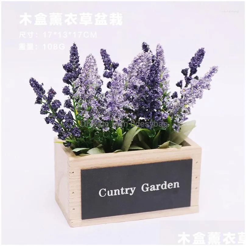 Decorative Flowers Artificial Lavender Plant In Pots Faux Modern Farmhouse Flower Decor Purple For Dhazj