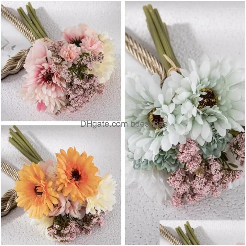 Decorative Flowers 1 Bouquet Artificial Flower Easy Care Not Withering No Need To Water Realistic Exquisite Fake For Wedding Dhogi